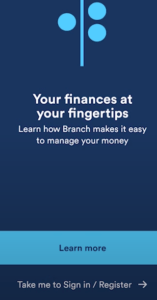 branch loan app login page